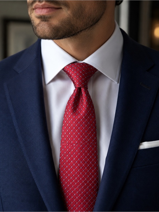 Tommy Hilfiger Other - Tommy Hilfiger Red Geometric Pattern Silk Tie